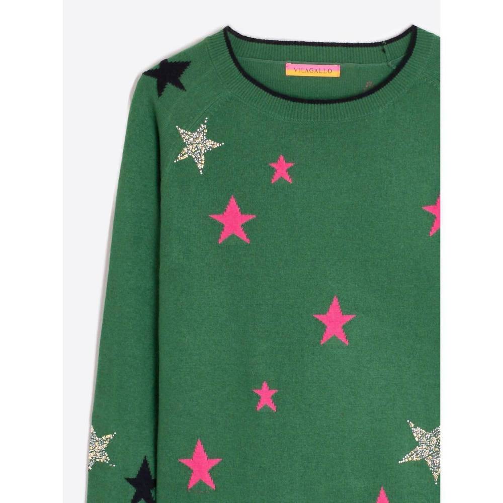 NEW VILAGALLO intarsia stars sweater in green - Picture 2 of 3